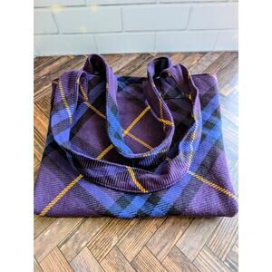 Burberry Tote Large Grocery Shopping Bag Purple Plaid Cotton NWOT Luxury